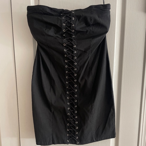 Forever 21 Plus Goth Inspired Strapless Lace-Up Mini-Dress 2XL - Picture 1 of 4